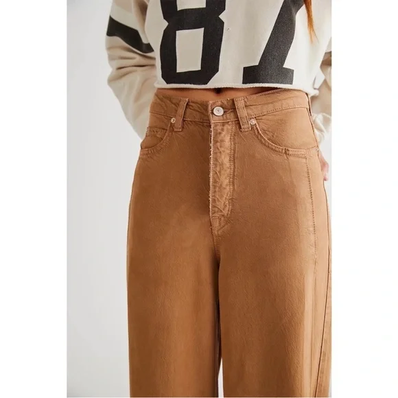 FREE PEOPLE NWT *Sold Out* Old West Slouchy Jeans Wide Leg Tumbleweed Pants - Picture 5 of 13